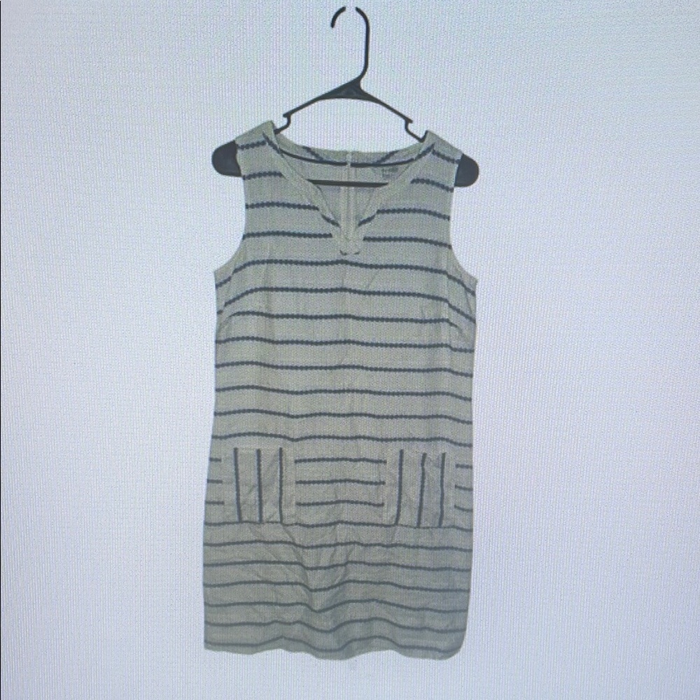 Striped Sleeveless Dress - Gray and Black